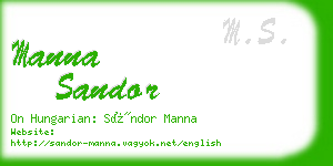 manna sandor business card